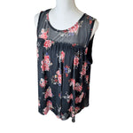 bobbie Brooks Sleeveless Black Floral Womens Plus 1X Sheer Layers Lightweight