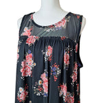 bobbie Brooks Sleeveless Black Floral Womens Plus 1X Sheer Layers Lightweight