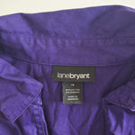 Lane Bryant Button Up Down Purple Collared Long Sleeve Womens Plus Size 18 Shirt