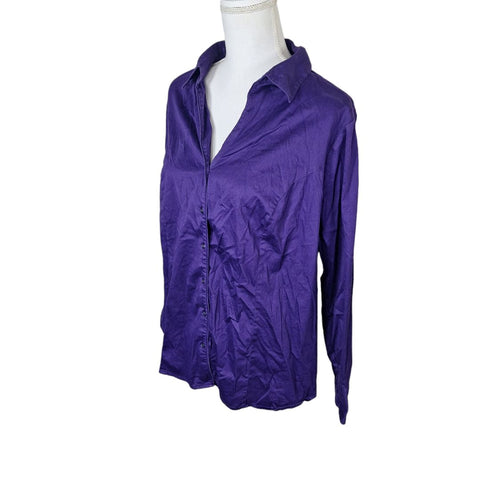 Lane Bryant Button Up Down Purple Collared Long Sleeve Womens Plus Size 18 Shirt
