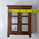 Dollhouse Cabinet Armoire Wooden Silver Doors Shelves Stand Hearts 5 Inch