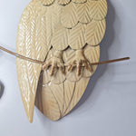 Metal Owl Cream Tin Leaves Branch Handpainted 14 x 10 Inches Hanging Wall Decor