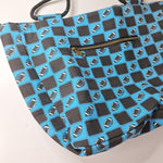 Football Tote Bag Purse Rope Handles Canvas Blue Black Zipper Farmhouse Style