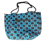 Football Tote Bag Purse Rope Handles Canvas Blue Black Zipper Farmhouse Style