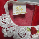 Evy of California Red Velvet Dress White Collar Ribbon Belt Girls 4T Vintage