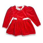 Evy of California Red Velvet Dress White Collar Ribbon Belt Girls 4T Vintage