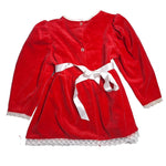 Evy of California Red Velvet Dress White Collar Ribbon Belt Girls 4T Vintage