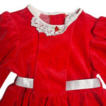 Evy of California Red Velvet Dress White Collar Ribbon Belt Girls 4T Vintage