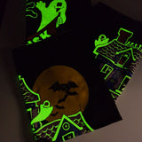 Glow In The Dark Halloween Wall Hanging Vintage Fabric Homemade 16 x 20 Set of 3