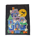 Glow In The Dark Halloween Wall Hanging Vintage Fabric Homemade 16 x 20 Set of 3