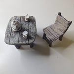 Dollhouse Furniture Miniatures Rocking Chair Table Teapot Clay Lightweight