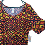 Lularoe Perfect Tee Fall Orange Aztek Womens Plus Size 2X Short Sleeve