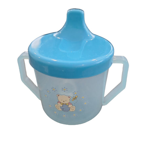 Double Handle Sippy Cup Blue 5 Ounce 150 ML Vintage 90s Bear Boy Infant Plastic