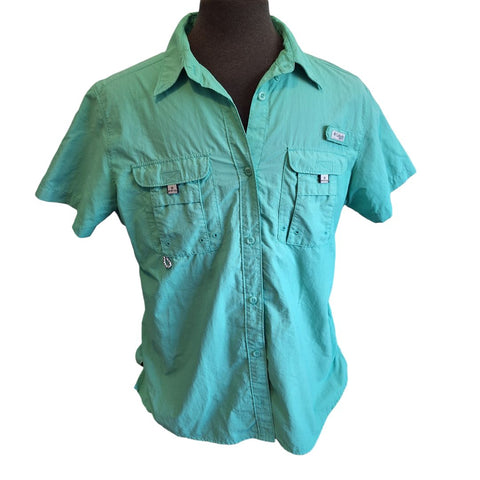 Columbia PFG Performance Fishing Gear Blue Teal Lightweight Mens XL Outdoors