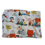 Peanuts Flat Sheet Twin Schulz Charlie Brown Snoopy Vintage White Cartoon Bedding