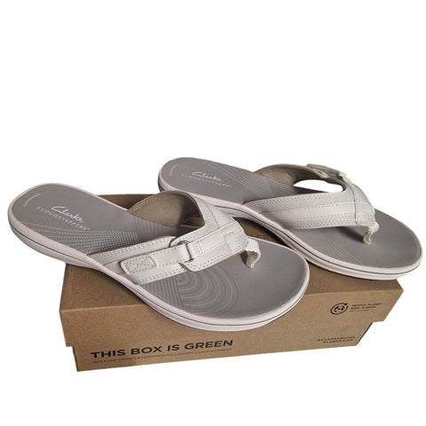 Clarks Cloudsteppers White Sandals Thong Breeze Sea Womens 9M