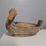 Small Duck Baskets Rattan Wicker Birds Rustic Beach Decor Set Pair White 6 Inch