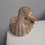 Small Duck Baskets Rattan Wicker Birds Rustic Beach Decor Set Pair White 6 Inch