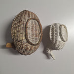 Small Duck Baskets Rattan Wicker Birds Rustic Beach Decor Set Pair White 6 Inch