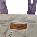 Laura Ashley Canvas Tote Bag Large Floral  Boho Wide Purple Handles Reusable