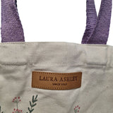 Laura Ashley Canvas Tote Bag Large Floral  Boho Wide Purple Handles Reusable