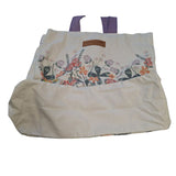 Laura Ashley Canvas Tote Bag Large Floral  Boho Wide Purple Handles Reusable