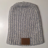 Love Your Melon Hat Winter Slouchy 12 Inches Tall Blue White Cotton Beanie