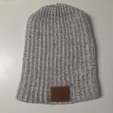 Love Your Melon Hat Winter Slouchy 12 Inches Tall Blue White Cotton Beanie