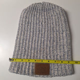 Love Your Melon Hat Winter Slouchy 12 Inches Tall Blue White Cotton Beanie