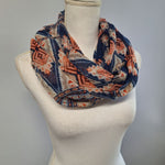 Infinite Scarf Aztec Pattern Rough Edge Lightweight