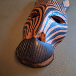 Wooden Carved Zebra African Hanging Mask Decor Stripes Safari Painted