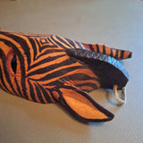 Wooden Carved Zebra African Hanging Mask Decor Stripes Safari Painted