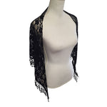 Lace Triangle Scarf Wrap Black Fringe Delicate Dress Up Formal Accent 60 Inch