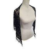 Lace Triangle Scarf Wrap Black Fringe Delicate Dress Up Formal Accent 60 Inch