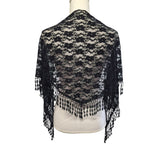 Lace Triangle Scarf Wrap Black Fringe Delicate Dress Up Formal Accent 60 Inch