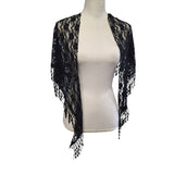 Lace Triangle Scarf Wrap Black Fringe Delicate Dress Up Formal Accent 60 Inch