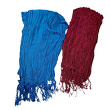 Two Scarves Wraps Fringe Crinkle Long Blue Red