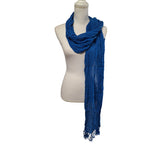 Two Scarves Wraps Fringe Crinkle Long Blue Red