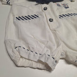 Baby Infant Nautical Sailor Romper One Piece Snap Collar White Blue 6 9 Months