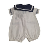 Baby Infant Nautical Sailor Romper One Piece Snap Collar White Blue 6 9 Months