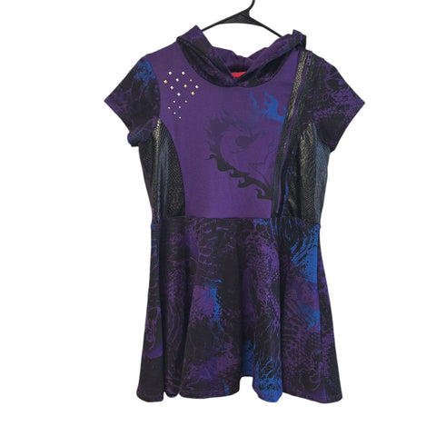 Disney Descendants 3 Dress Purple Black Zipper Short Sleeve Girls 14 16 Halloween