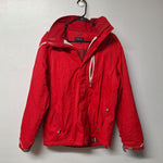 Lands End Winter Jacket Coat Red Hood Zip Pockets Lined Warm Womens Small