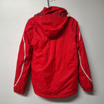 Lands End Winter Jacket Coat Red Hood Zip Pockets Lined Warm Womens Small