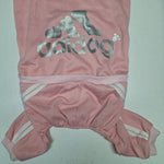 Adidog Sweat Suit 8X Pink Bone Big Giant Dog Stripes Full Body Snap Hood