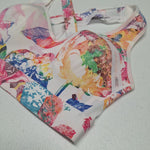 RBX Sports Bra Racerback Adjustable Band Pink Floral Neon Bright Womens Medium