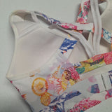 RBX Sports Bra Racerback Adjustable Band Pink Floral Neon Bright Womens Medium