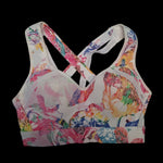 RBX Sports Bra Racerback Adjustable Band Pink Floral Neon Bright Womens Medium