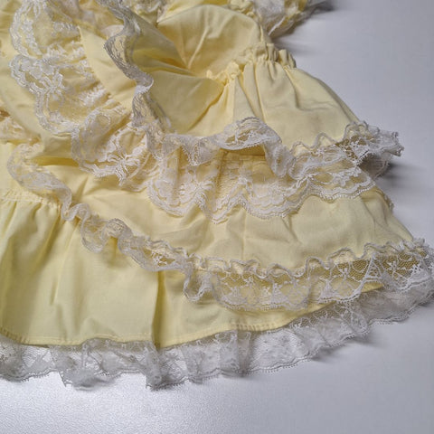 Toddler Baby Dress Bonnet 24 Months Yellow Lace Ribbon Ruffles Easter Spring