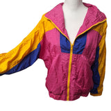 Rock Creek Casuals 90s Windbreaker Bright Pink Orange Colorway Full Zip Pockets