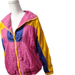 Rock Creek Casuals 90s Windbreaker Bright Pink Orange Colorway Full Zip Pockets